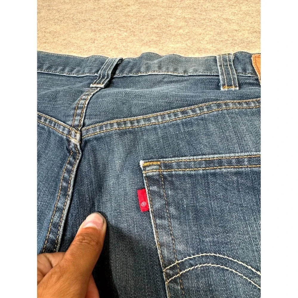 Levis 501 Original Jeans Men 42x30 Blue Whiskering Denim Button Fly Straight Leg